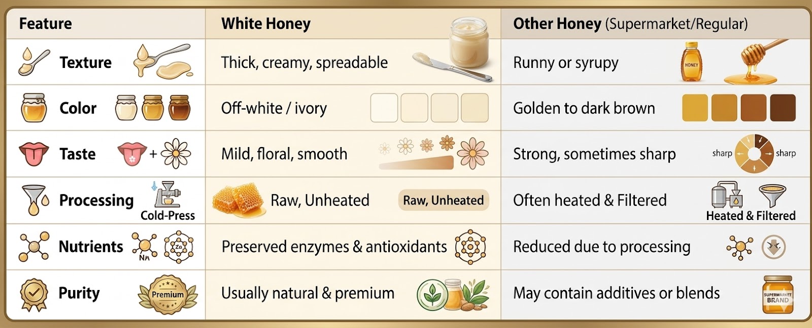 White Honey vs Regular Honey